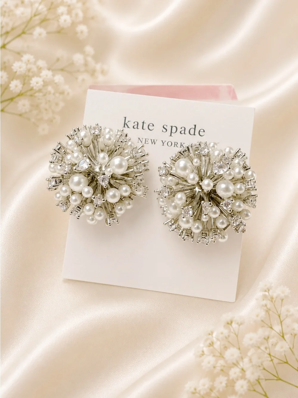 Kate Spade Cheers To That Cluster earrings Pearl Crystal.